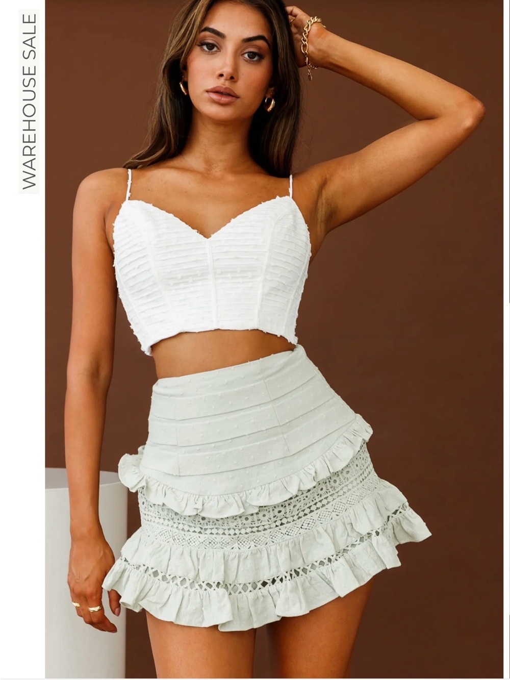 Selfie Leslie Pleated Waist Frill Trim Mini Skirt